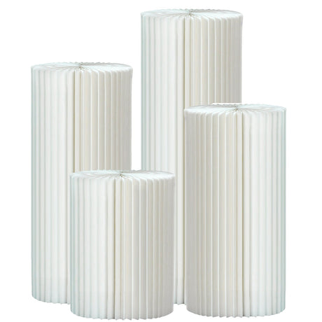 Set of 4 White Foldable Roman Paper Pillars for Parties 16“ 24“ 32” 40” - YauSpark