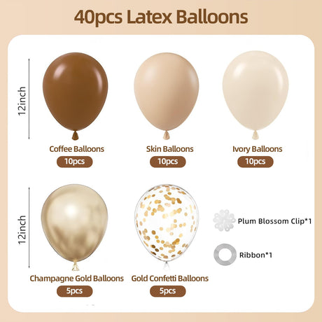 Set of 40 Coffee Party Balloon Kit 12" - YauSpark