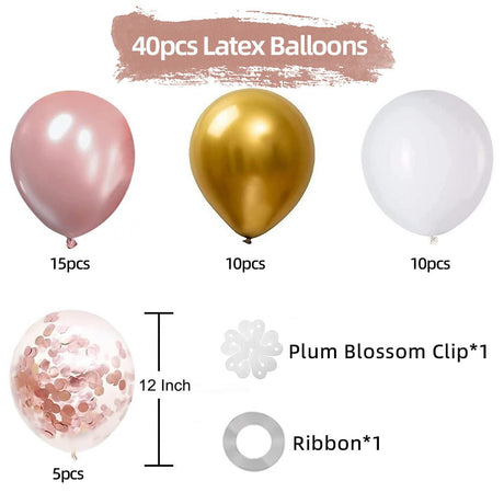 Set of 40 Light Pink Party Balloon Kit 12" - YauSpark