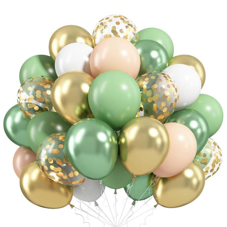 Set of 40 Retro Bean Green Party Balloon Kit 12" - YauSpark