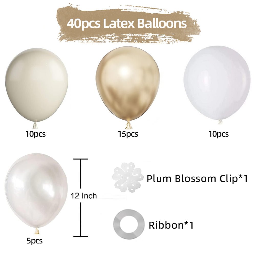 Set of 40 Retro Ivory Party Balloon Kit 12" - YauSpark