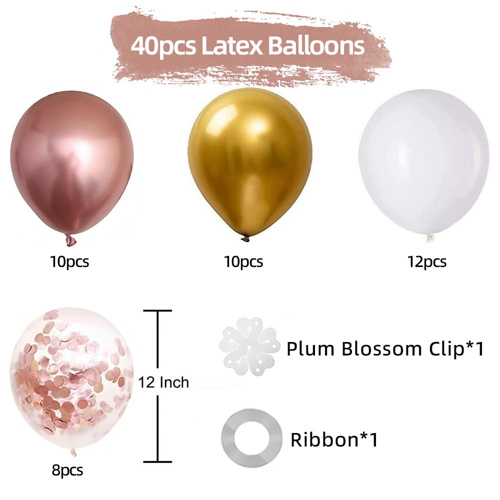 Set of 40 Rose Gold Party Balloon Kit 12" - YauSpark