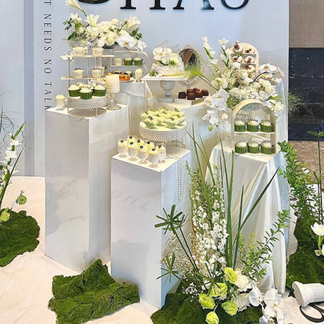 Set of 5 White Metal Rectangular Prop Pedestal Stands - YauSpark