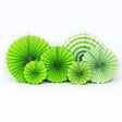 Set of 6 Green Hanging Paper Fan Decorations 8", 12", 16" - YauSpark