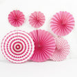 Set of 6 Rose Red Hanging Paper Fan Decorations 8", 12", 16" - YauSpark