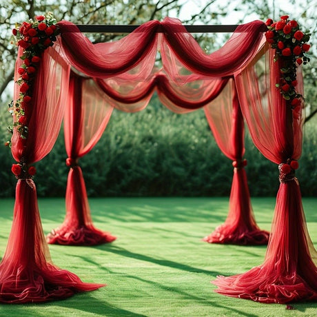 Sheer Organza Wedding Arch Draping Fabric 20ft Burgundy - YauSpark