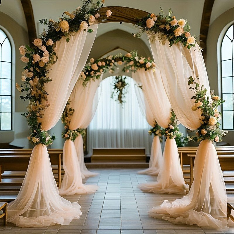 Sheer Organza Wedding Arch Draping Fabric 20ft Champagne - YauSpark