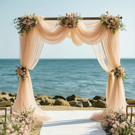 Sheer Organza Wedding Arch Draping Fabric 20ft Champagne - YauSpark
