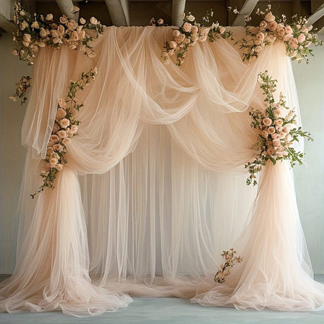 Sheer Organza Wedding Arch Draping Fabric 20ft Champagne - YauSpark