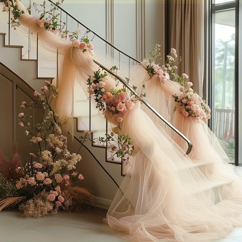 Sheer Organza Wedding Arch Draping Fabric 20ft Champagne - YauSpark