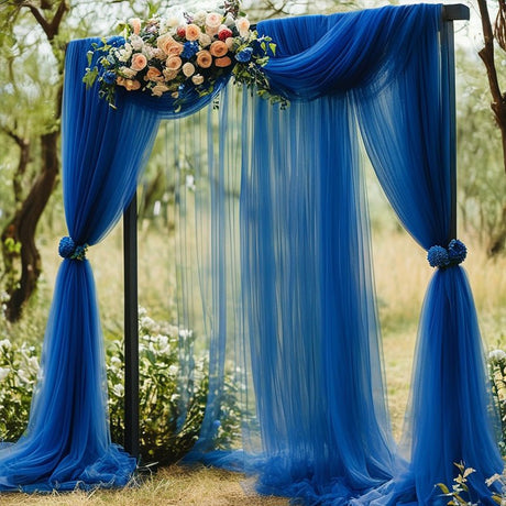 Sheer Organza Wedding Arch Draping Fabric 20ft Dark Blue - YauSpark
