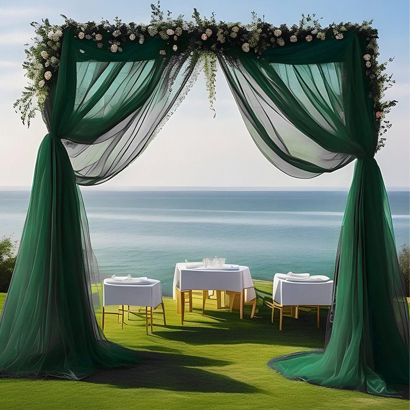 Sheer Organza Wedding Arch Draping Fabric 20ft Dark Green - YauSpark