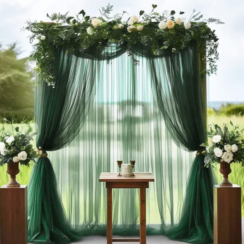 Sheer Organza Wedding Arch Draping Fabric 20ft Dark Green - YauSpark