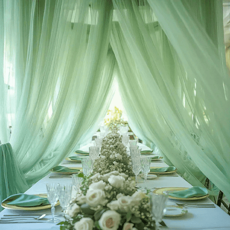 Sheer Organza Wedding Arch Draping Fabric 20ft Light Green - YauSpark
