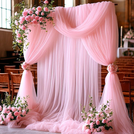 Sheer Organza Wedding Arch Draping Fabric 20ft Light Pink - YauSpark
