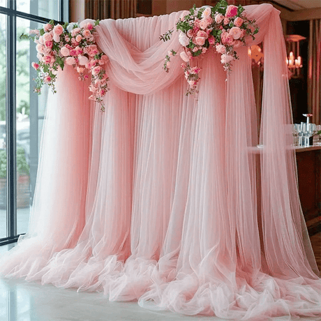 Sheer Organza Wedding Arch Draping Fabric 20ft Light Pink - YauSpark