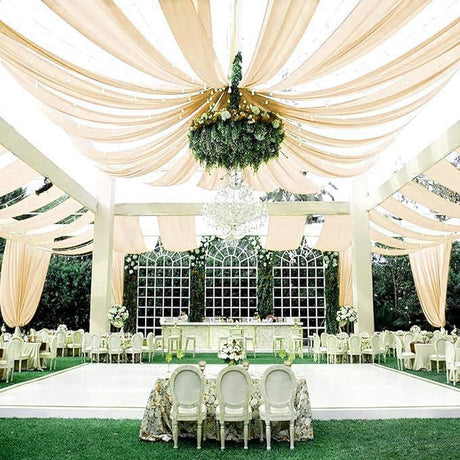 Sheer Wedding Arch Drape 5ftx32ft Champagne - YauSpark