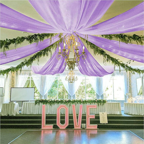 Sheer Wedding Arch Drape 5ftx32ft Dark Purple - YauSpark