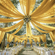 Sheer Wedding Arch Drape 5ftx32ft Gold - YauSpark
