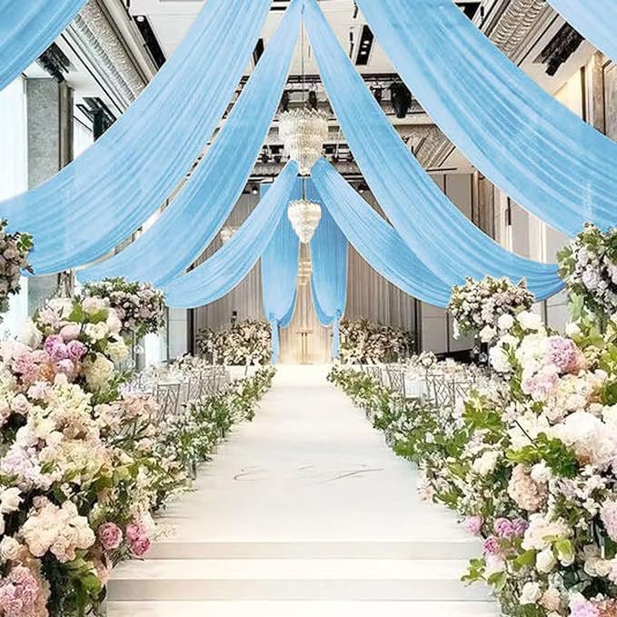 Sheer Wedding Arch Drape 5ftx32ft Gold - YauSpark