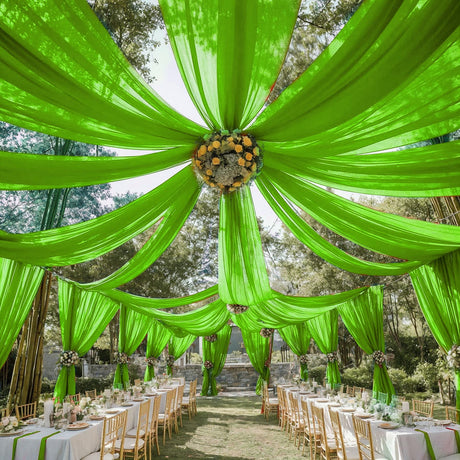 Sheer Wedding Arch Drape 5ftx32ft Grass Green - YauSpark