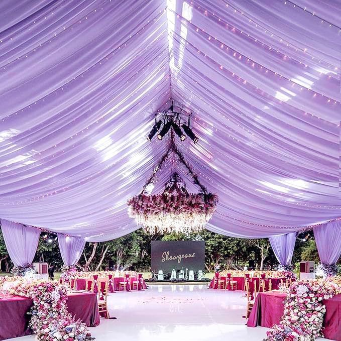 Sheer Wedding Arch Drape 5ftx32ft Light Purple - YauSpark