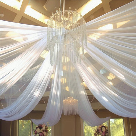Sheer Wedding Arch Drape 5ftx32ft Milky White - YauSpark