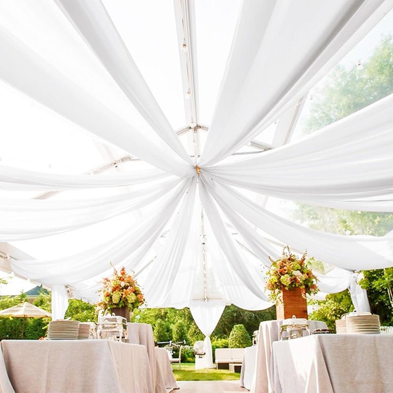 Sheer Wedding Arch Drape 5ftx32ft Milky White - YauSpark