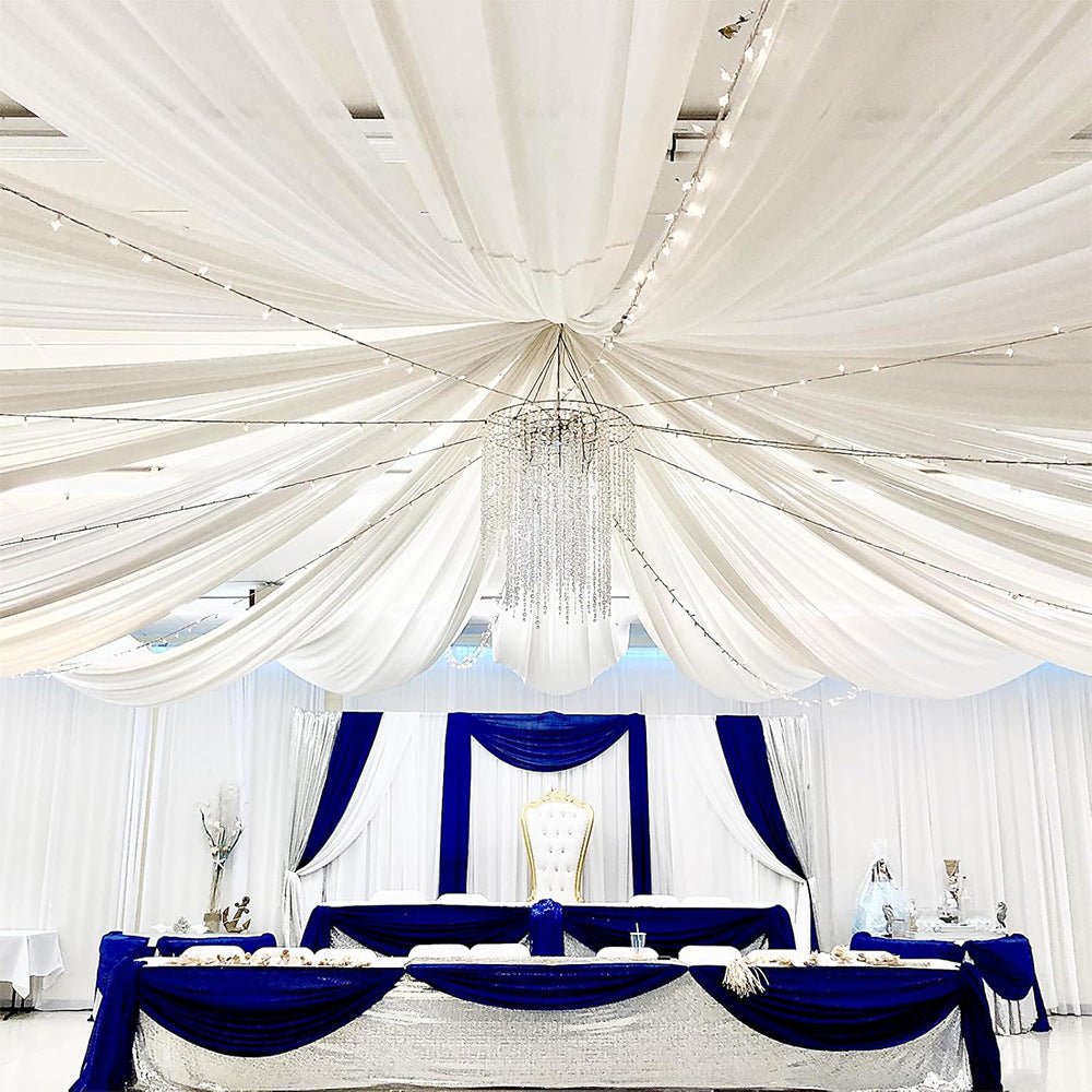 Sheer Wedding Arch Drape 5ftx32ft Milky White - YauSpark