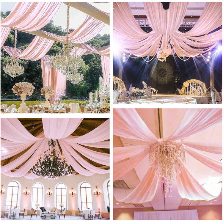 Sheer Wedding Arch Drape 5ftx32ft Pink - YauSpark
