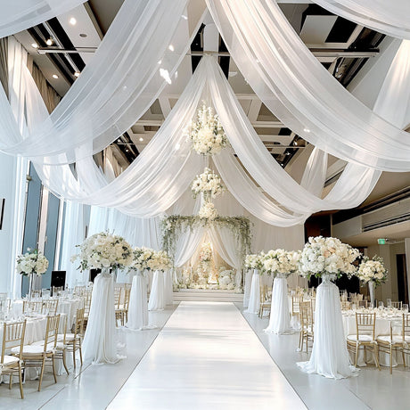 Sheer Wedding Arch Drape 5ftx32ft Pink - YauSpark