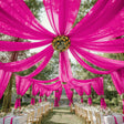 Sheer Wedding Arch Drape 5ftx32ft Rose Red - YauSpark