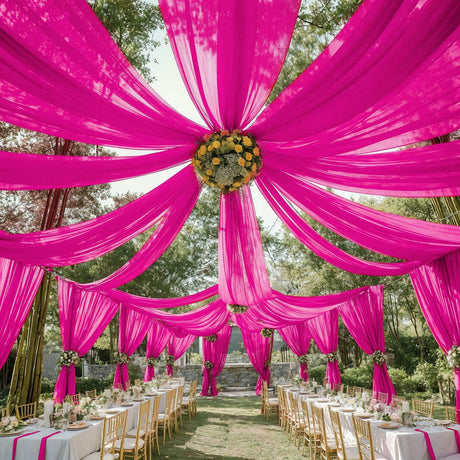 Sheer Wedding Arch Drape 5ftx32ft Rose Red - YauSpark
