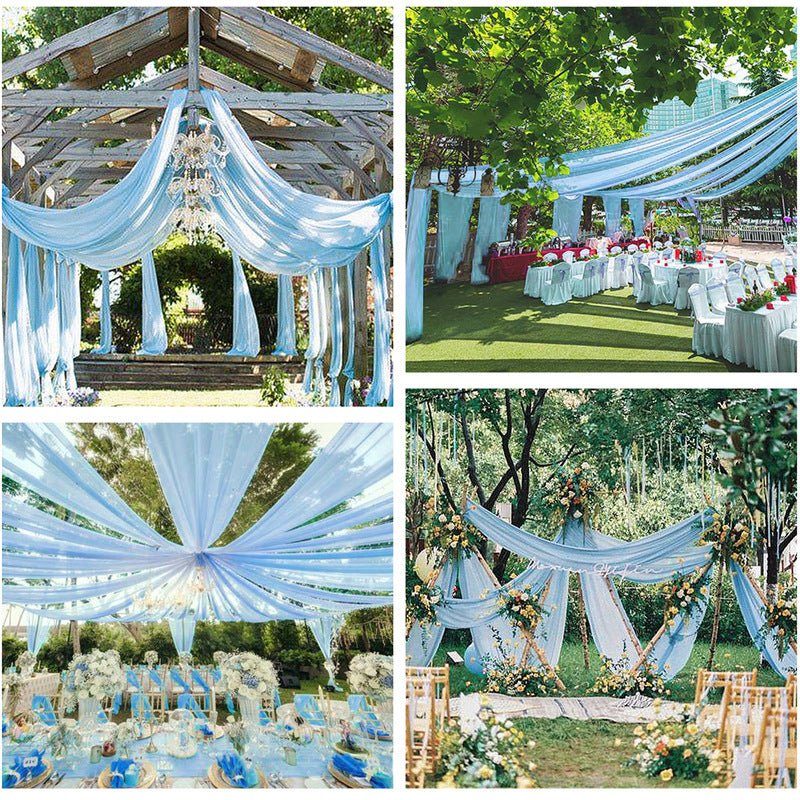 Sheer Wedding Arch Drape 5ftx32ft Sky Blue - YauSpark