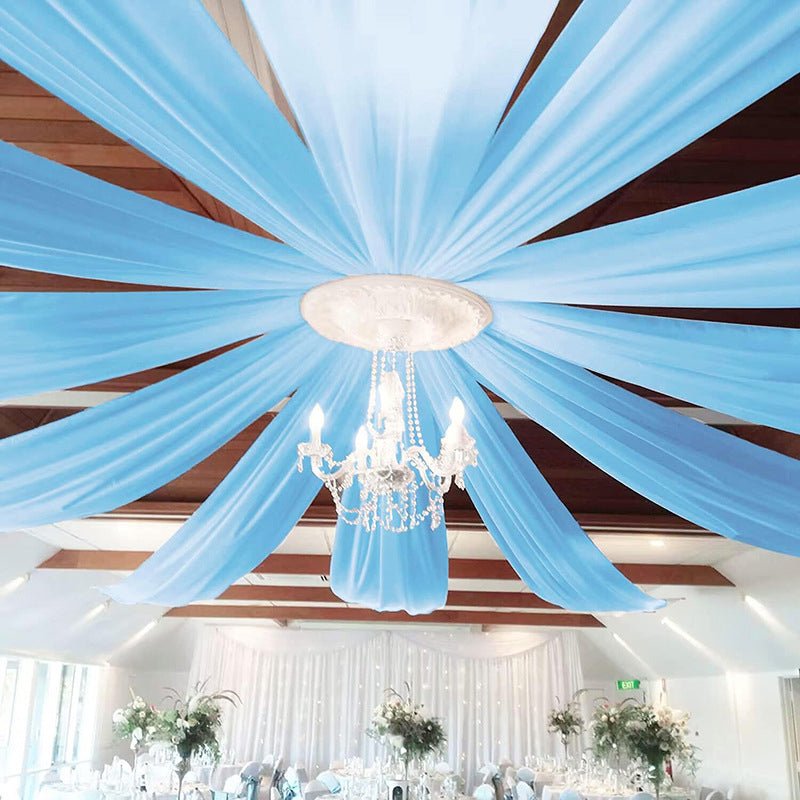 Sheer Wedding Arch Drape 5ftx32ft Sky Blue - YauSpark