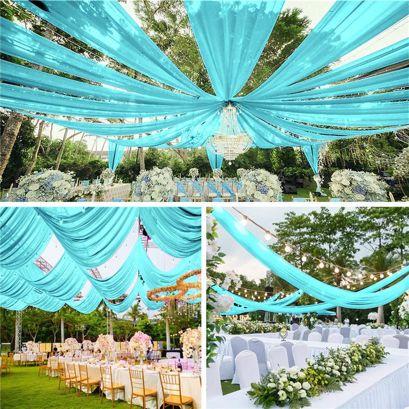 Sheer Wedding Arch Drape 5ftx32ft Tiffany Blue - YauSpark
