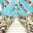 Sheer Wedding Arch Drape 5ftx32ft Tiffany Blue - YauSpark