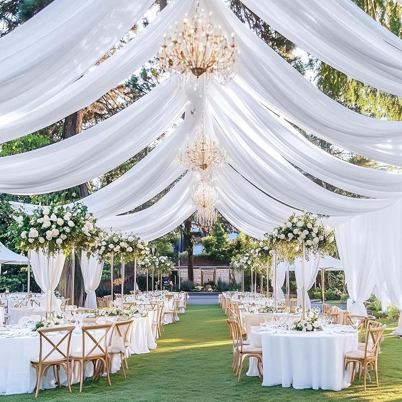 Sheer Wedding Arch Drape 5ftx32ft Tiffany Blue - YauSpark