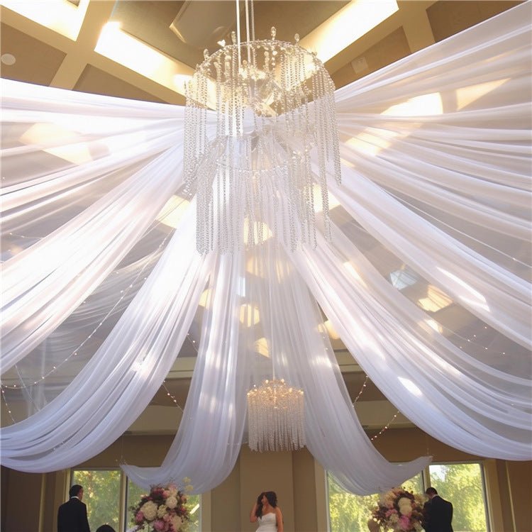 Sheer Wedding Arch Drape 5ftx32ft White - YauSpark