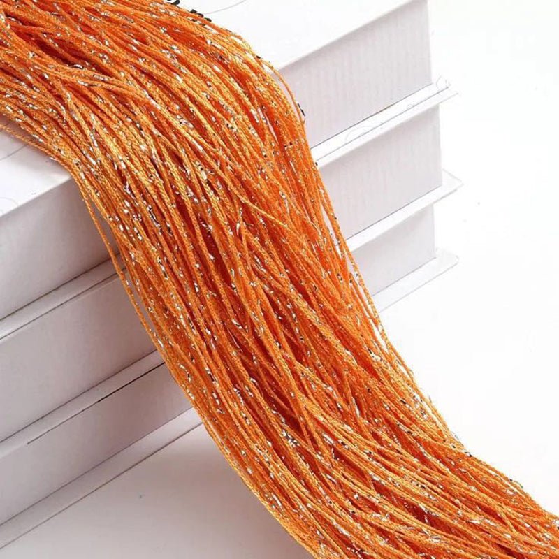 Silk Tassel String Curtains 3ftx7ft Orange - YauSpark
