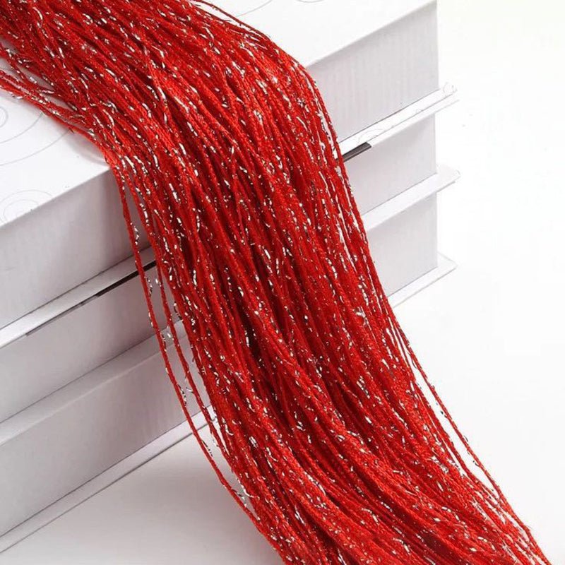 Silk Tassel String Curtains 3ftx7ft Red - YauSpark