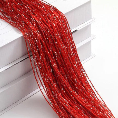 Silk Tassel String Curtains 3ftx7ft Red - YauSpark