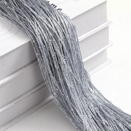 Silk Tassel String Curtains 3ftx7ft Silver Gray - YauSpark