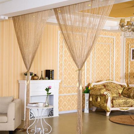 Silk Tassel String Curtains 3ftx7ft Violet - YauSpark