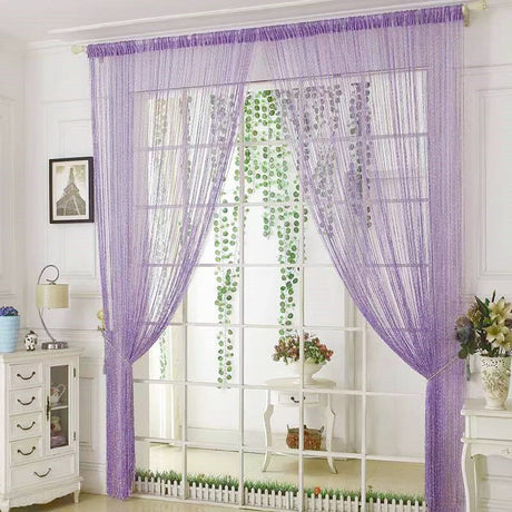Silk Tassel String Curtains 3ftx7ft Violet - YauSpark