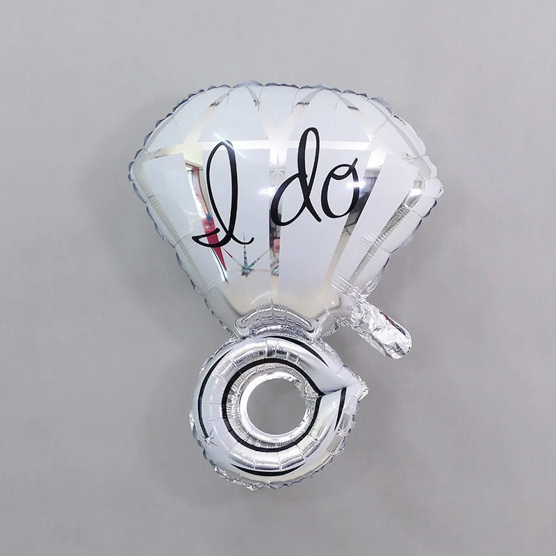Silver I Do Diamond Ring Mylar Foil Helium Air Balloon 25" - YauSpark