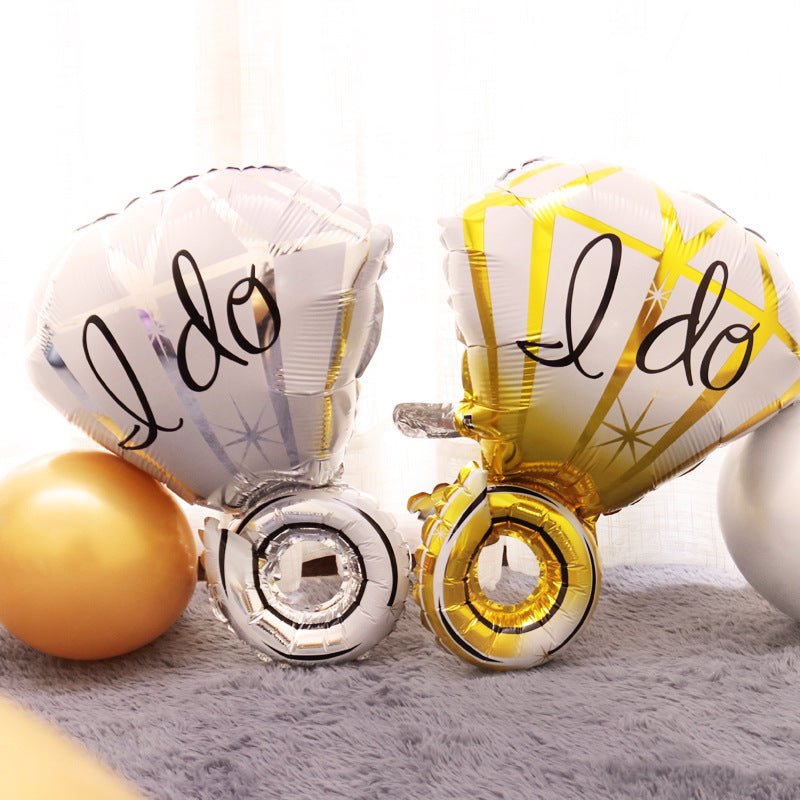Silver I Do Diamond Ring Mylar Foil Helium Air Balloon 25" - YauSpark