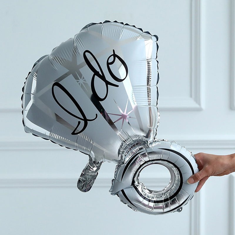 Silver I Do Diamond Ring Mylar Foil Helium Air Balloon 25" - YauSpark