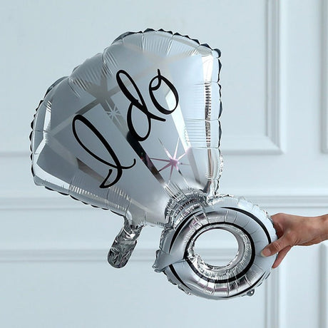 Silver I Do Diamond Ring Mylar Foil Helium Air Balloon 25" - YauSpark