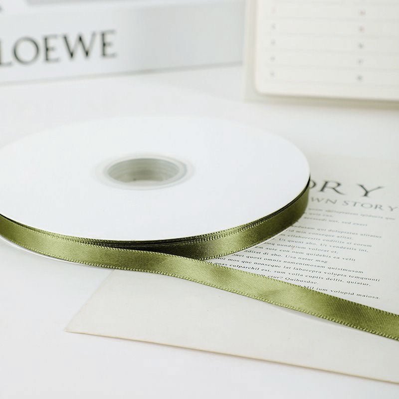 Single Face Decorative Satin Ribbon 100 Yards 3/8" Bean Paste Green - YauSpark
